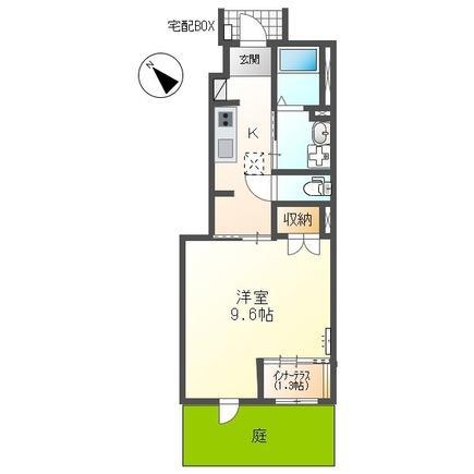 名鉄名古屋本線 小田渕駅 徒歩12分 2階建 築6年(1K/1階)の間取り写真