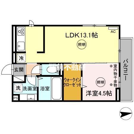 QUATTROSOLDI花畑(1LDK/2階)の間取り写真