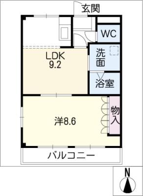ラ・メール塩浜(1LDK/1階)の間取り写真