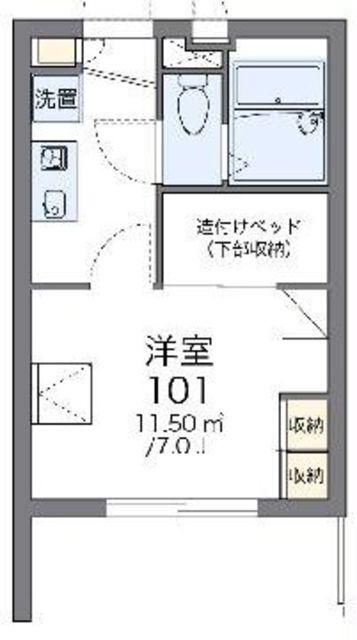 レオパレス多摩平(1K/1階)の間取り写真