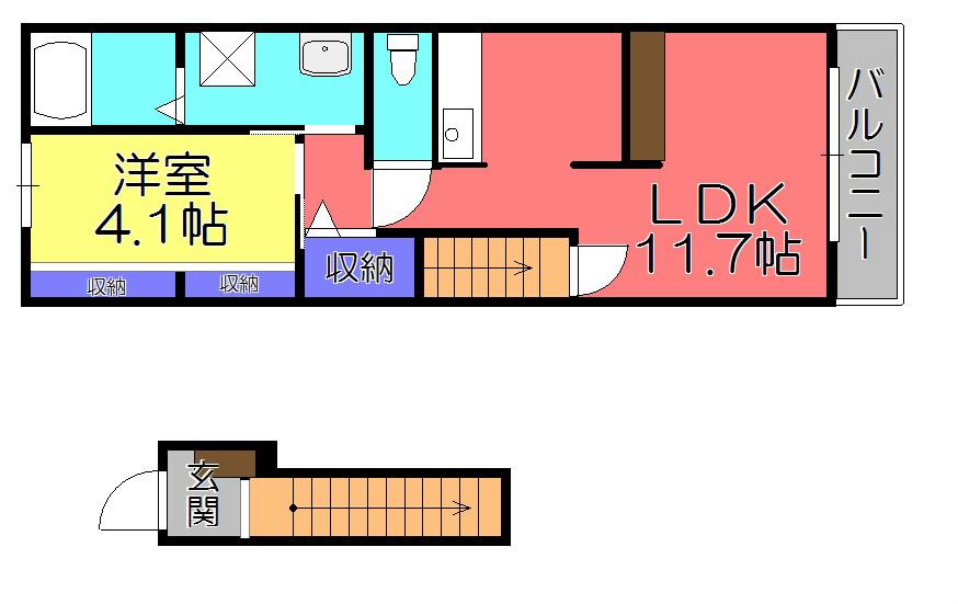 キルシェI(1LDK/2階)の間取り写真