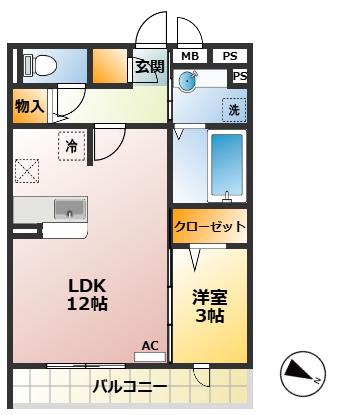 REGALO(1LDK/1階)の間取り写真