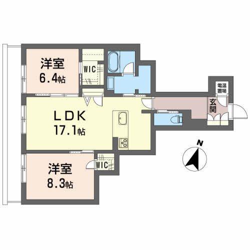 シティプラザ長者(2LDK/1階)の間取り写真