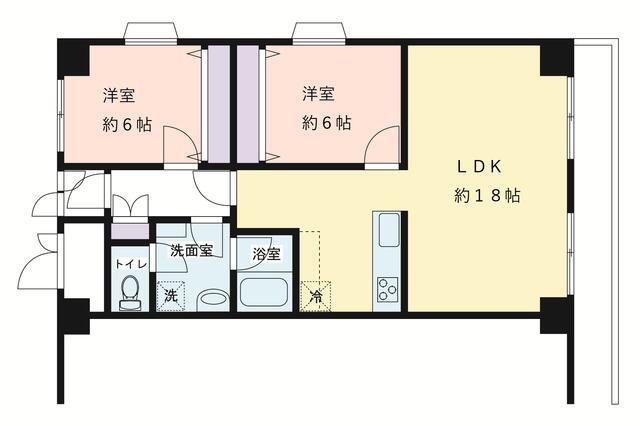 ライオンズマンション大和(2LDK/2階)の間取り写真