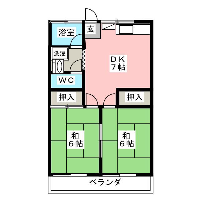 第一ハイツ栄里(2DK/2階)の間取り写真