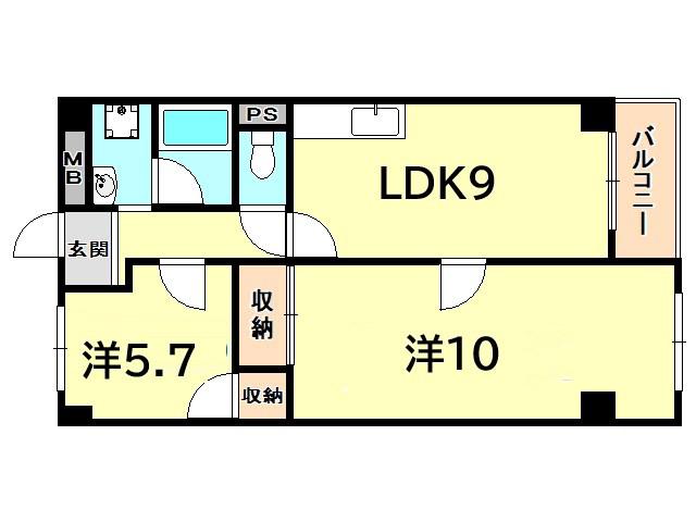 リアライズ新甲陽Ⅱ(2LDK/1階)の間取り写真