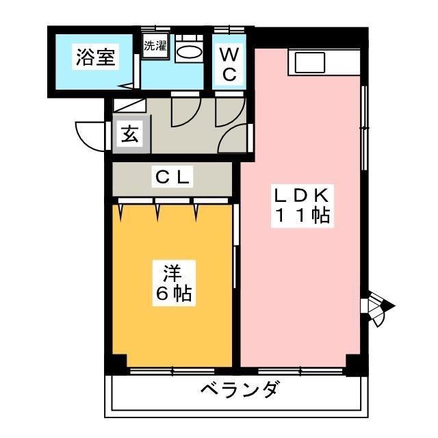 ピュアSEVEN(1LDK/2階)の間取り写真