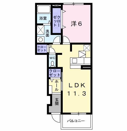 ベルク フルスA(1LDK/1階)の間取り写真