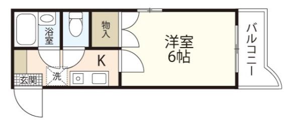 カナンハイツB棟(1K/2階)の間取り写真