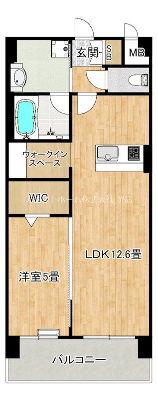 フェリスシエロ堺(1LDK/9階)の間取り写真