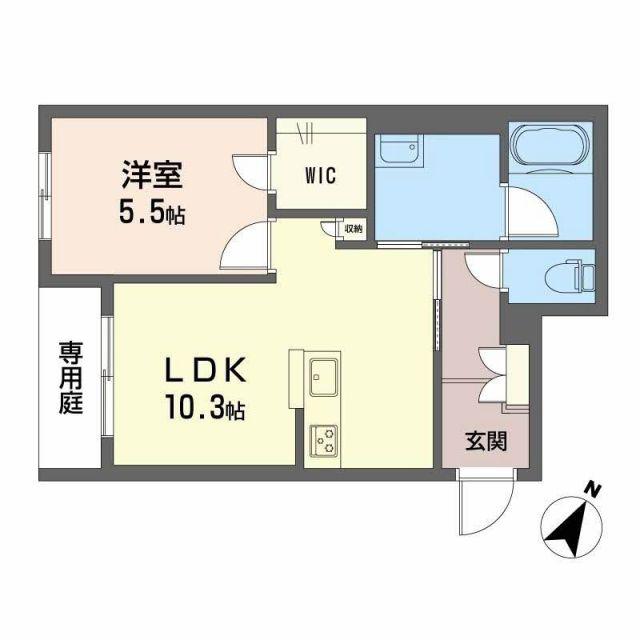 シャーメゾン イーストキャッスル(1LDK/1階)の間取り写真