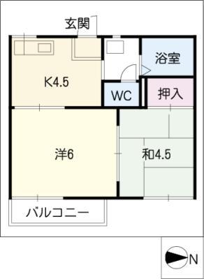メイゾン青山(2K/2階)の間取り写真