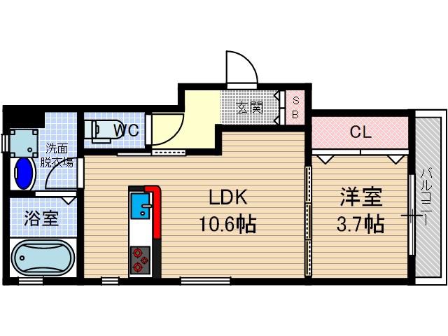 さくら2番館(1LDK/1階)の間取り写真