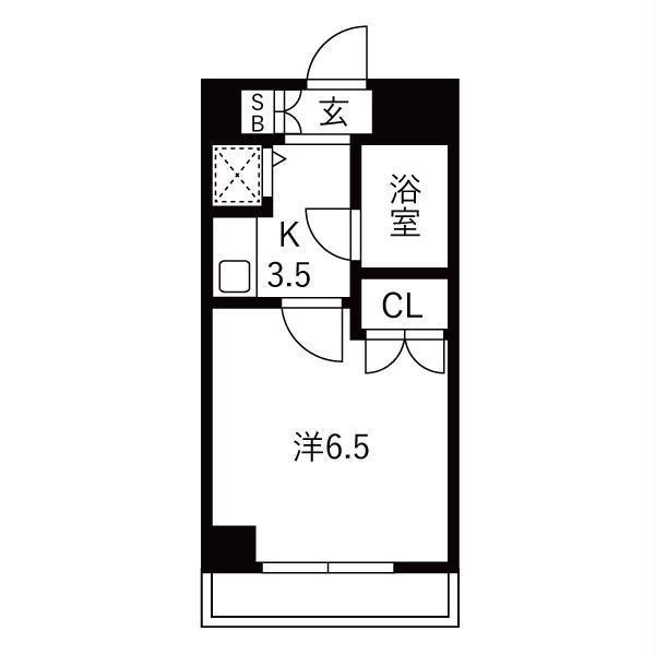 ライオンズマンション国分町(1K/7階)の間取り写真