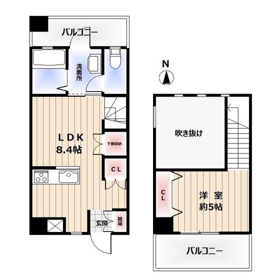 アビオン中野坂上(1LDK/2階)の間取り写真