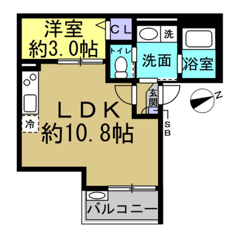 JACK KOIEHOMMACHII(1LDK/1階)の間取り写真