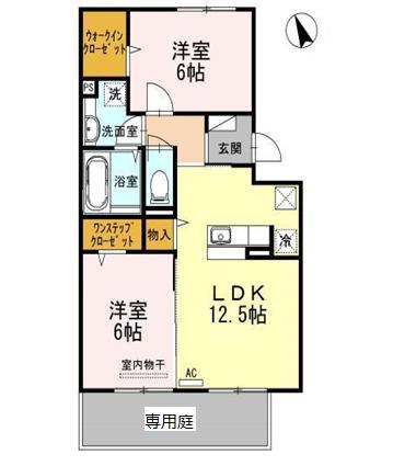 フォレスト・タツイ(2LDK/2階)の間取り写真