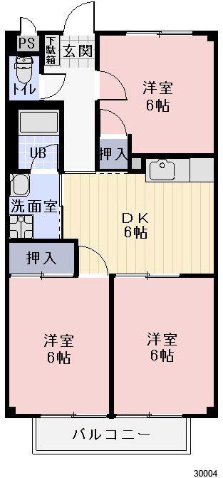 SURPLUS THREE 憩(3DK/2階)の間取り写真
