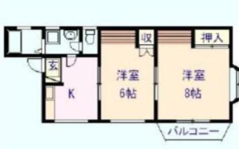 前田ハイツB(2K/1階)の間取り写真
