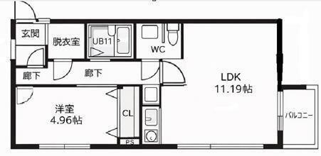 カムフォート登戸III(1LDK/4階)の間取り写真