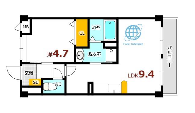 AMBITIOUS高志(1LDK/3階)の間取り写真
