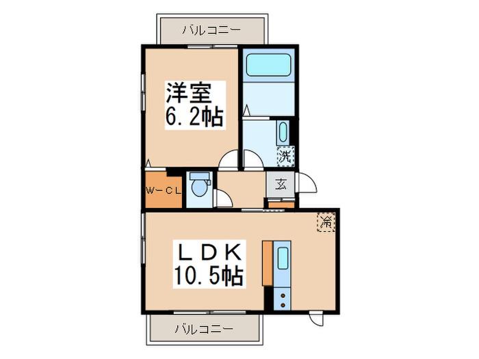 ヒルズ・カーリアA(1LDK/1階)の間取り写真