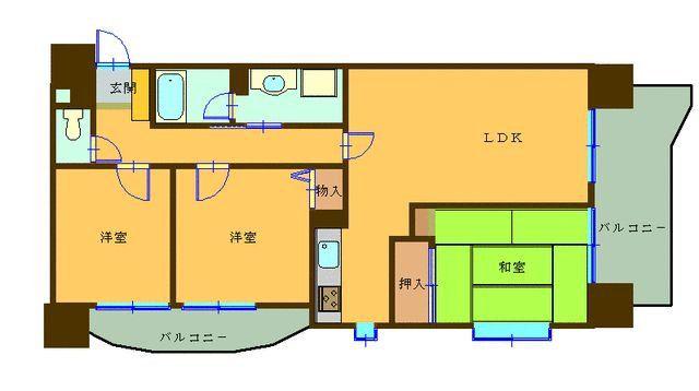 ライオンズマンション三萩野(3LDK/11階)の間取り写真