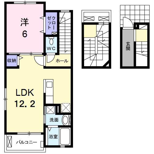 フルーリール(1LDK/3階)の間取り写真