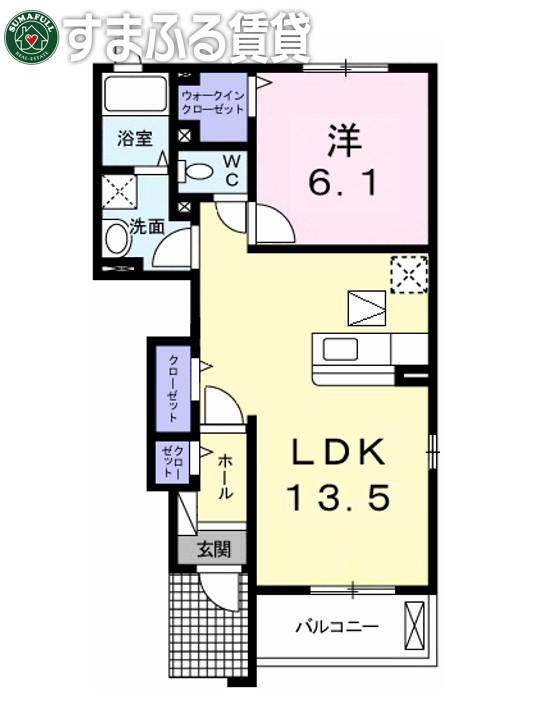 グランツ・S(1LDK/1階)の間取り写真
