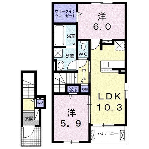 エストベール(2LDK/2階)の間取り写真