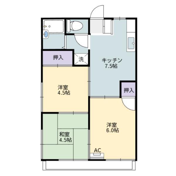 花香谷ハイツ(3DK/2階)の間取り写真
