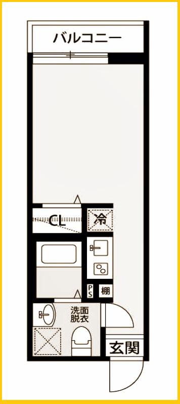 ヒルズ新羽町(ワンルーム/3階)の間取り写真