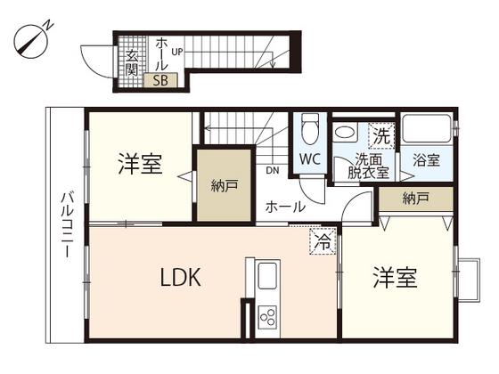 メゾン牛田本町(2LDK/2階)の間取り写真