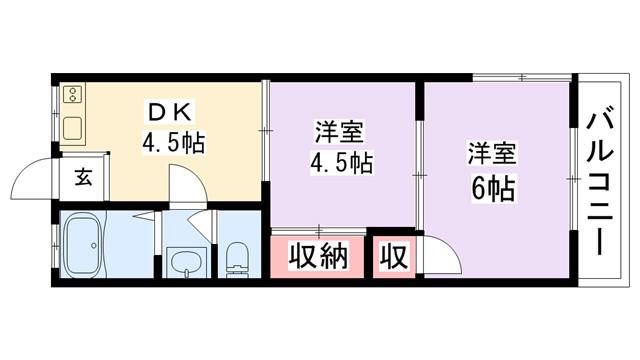 三和ハイツ金田(2DK/2階)の間取り写真