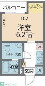 カインドネス小田急相模原サウス(1K/1階)の間取り写真