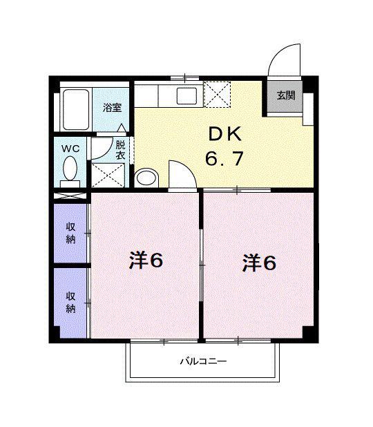 くじらの家(2DK/1階)の間取り写真