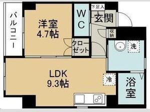 シャルム薬師堂ル・ポン(1LDK/2階)の間取り写真