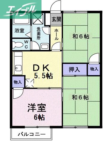 サンヒルズ横井上(3DK/1階)の間取り写真