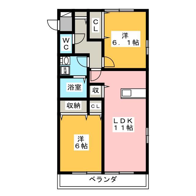 SOL CASA(2LDK/2階)の間取り写真