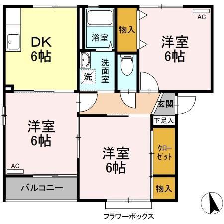 エスポワール B(3DK/2階)の間取り写真