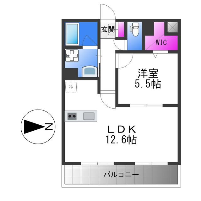 エヴァーホワイト(1LDK/2階)の間取り写真