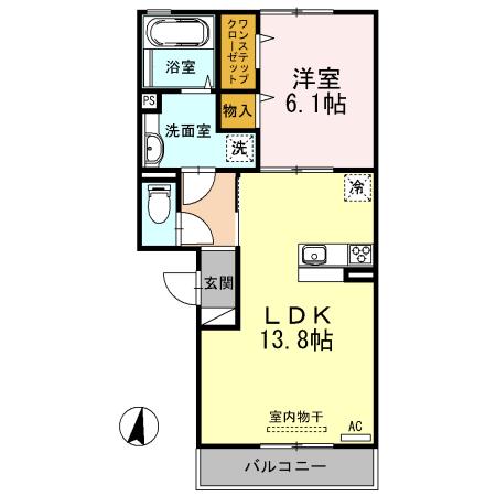 グランドゥールタケオ(1LDK/1階)の間取り写真