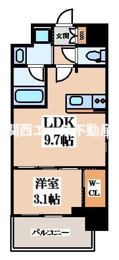 ソルテラス OSAKA イースト GATE(1LDK/12階)の間取り写真