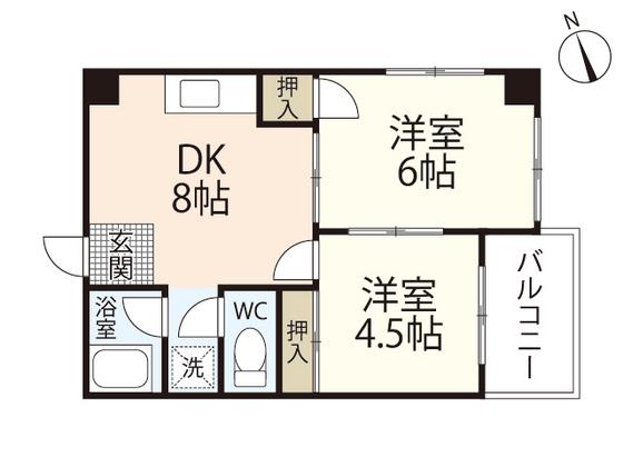 平崎ビル(2DK/6階)の間取り写真