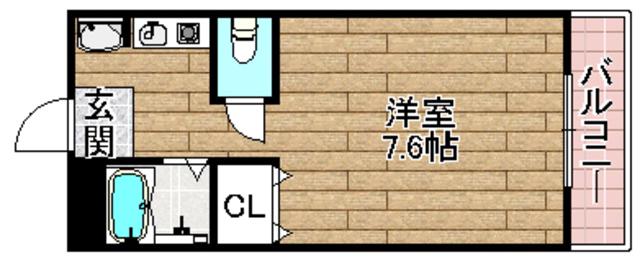 フェリセ富田(1K/3階)の間取り写真