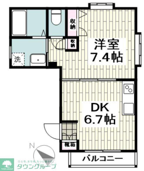 イスト中町(1DK/2階)の間取り写真
