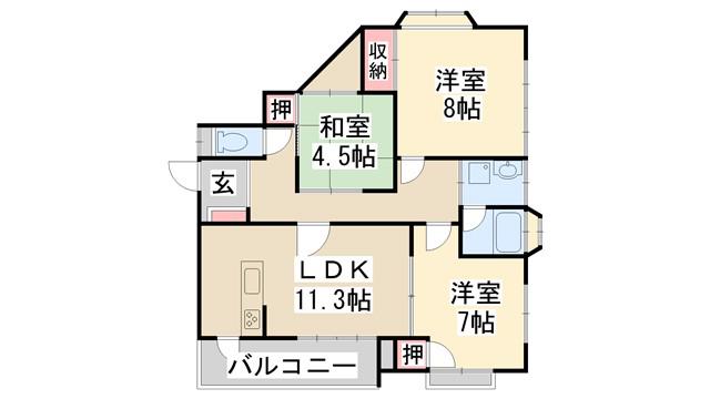 ガーデンベル(3LDK/3階)の間取り写真