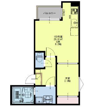REGALEST FOURTH笑(1LDK/3階)の間取り写真