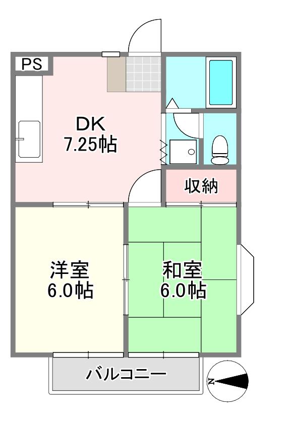 サンハイムシティ(2DK/1階)の間取り写真