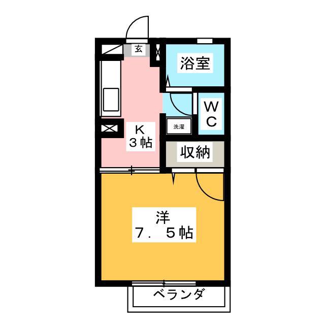 サーティンガーデンD(1K/2階)の間取り写真